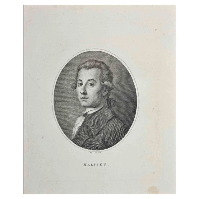 After John Hall, Portrait of Malvieu, Original Etching, 1810 For Sale