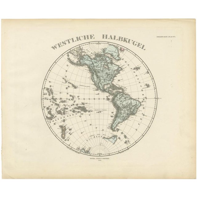 Western Hemisphere Map by Adolf Stieler for Justus Perthes, 1876 For Sale - Image 6 of 6