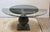 Industrial Crate & Barrel Zinc Pedestal + Glass Dining Table For Sale - Image 3 of 9