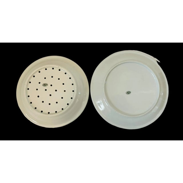 French Elegant Apilco Porcelain France Grape Strainer Bowl and Plate. Set of 2 For Sale - Image 3 of 5
