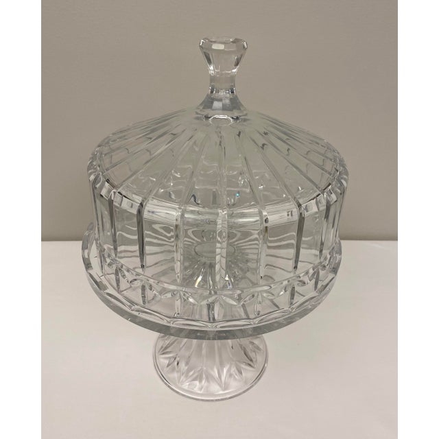 Cut Crystal Cake Patisserie Stand With Cover For Sale - Image 4 of 9