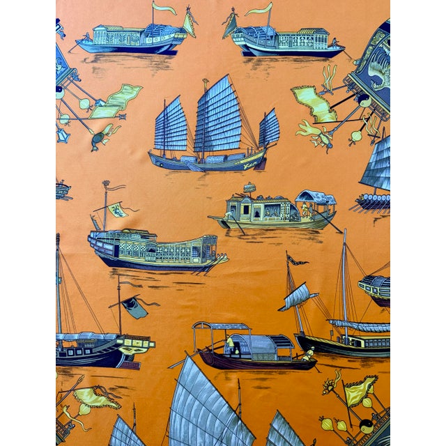 Hermes Junks and Sampans, Silk Scarf 1991 Hermes, creator of exceptional scarves, pays homage to the reputation of silk...