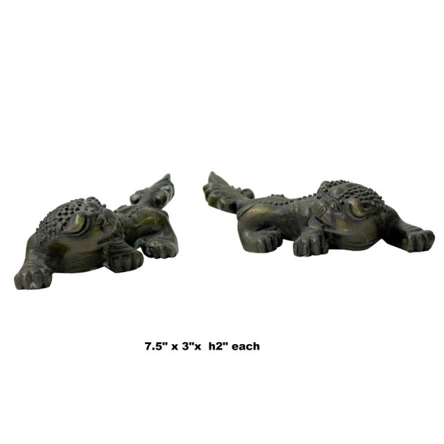Chinese Bronze Brown Metal Fengshui Pixiu Figures - a Pair For Sale - Image 4 of 6