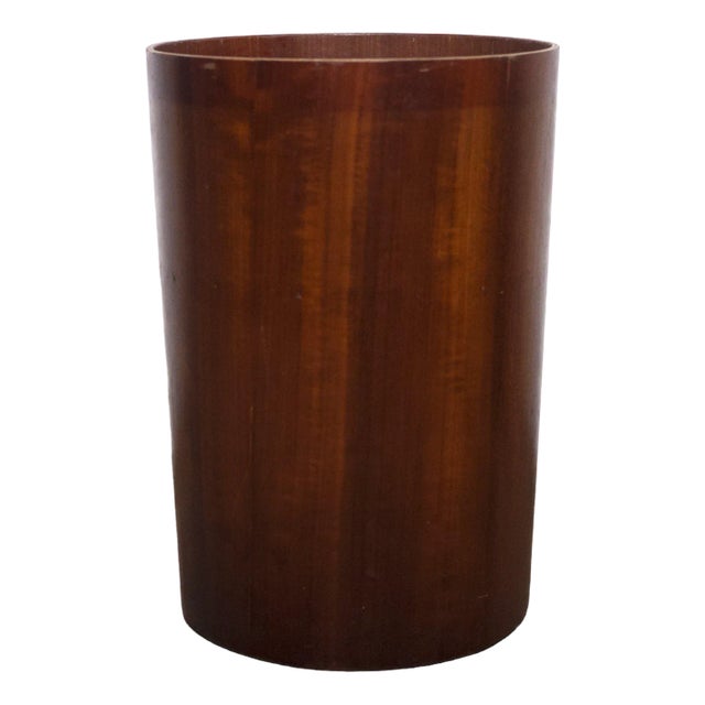 Teak Cylindrical Ply Paper Bin attributed to Schreiber, 1970s For Sale