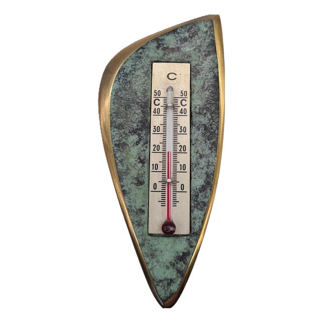 Vintage Wall Thermometer in Brass, 1960s For Sale