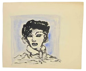 Mino Maccari, The Portrait, Watercolor, 1960s
