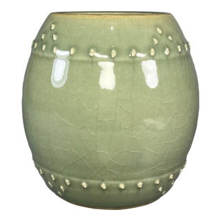 China Vintage‑Style Crackle‑Glaze Celadon Jar With Raised Dot Decoration For Sale