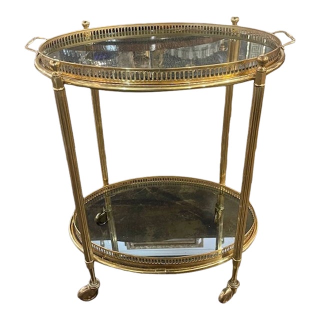 Nice Quality Vintage French Brass Bar Cart For Sale