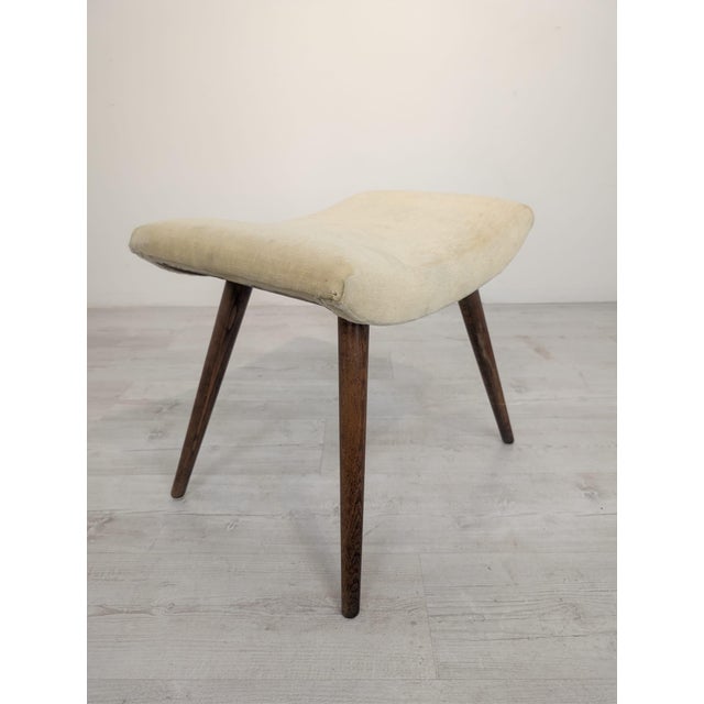 Vintage 1960s Pouf, Stool, and Footstool Stylish, vintage 1960s pouf. Light-colored with wooden legs. Perfect as an extra...