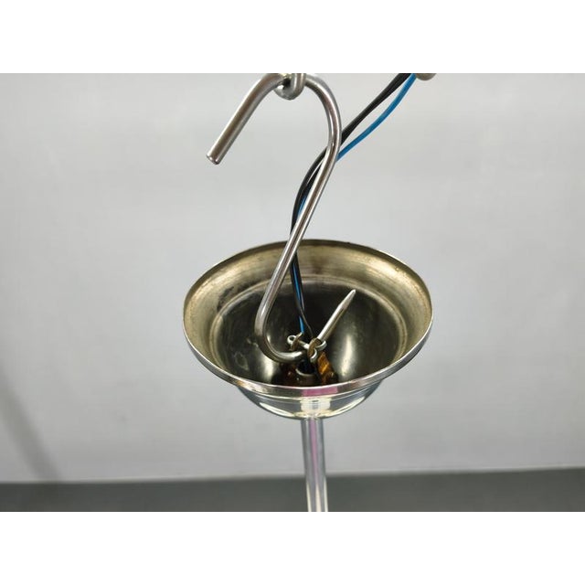 Bauhaus Chandelier in Milk Glass and Chrome, 1930s For Sale - Image 10 of 12