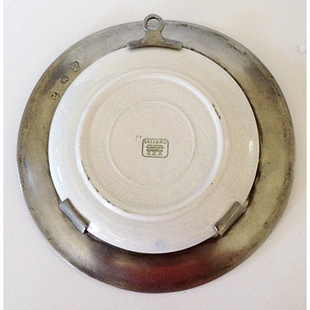 Italian Italian Bassano Plates Mounted in Pewter - A Pair For Sale - Image 3 of 5