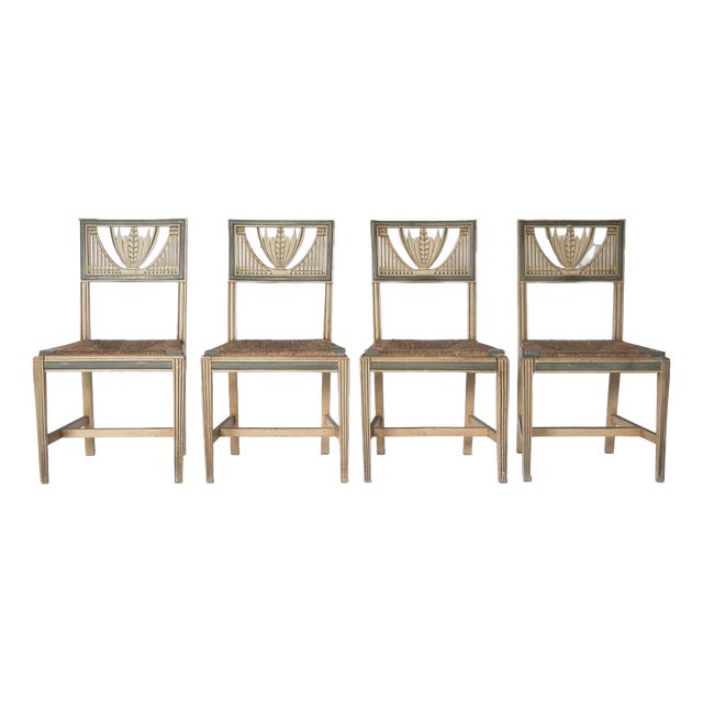 Neo-Classical Painted Dining Chairs, 1890s, Set of 4 For Sale