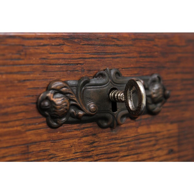 Brown Antique Arts & Crafts Diminutive Mission Oak Smoking Cabinet For Sale - Image 8 of 13