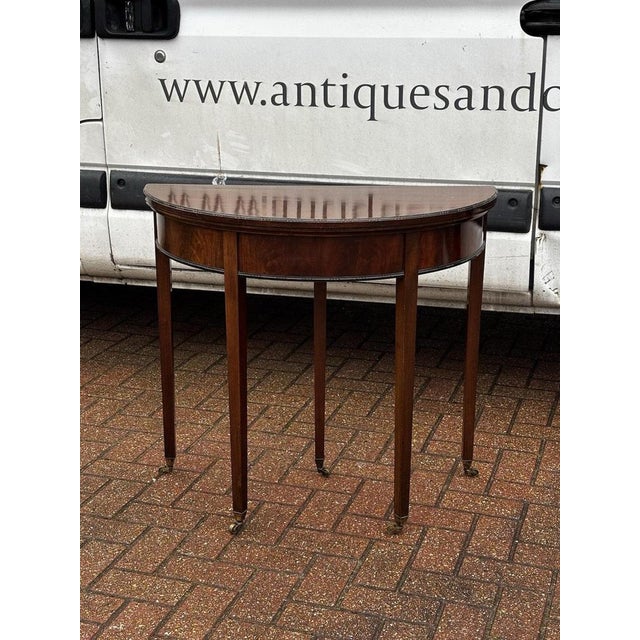 Antique Mahogany Game or Console Table with Fold-Over Lid For Sale - Image 3 of 11