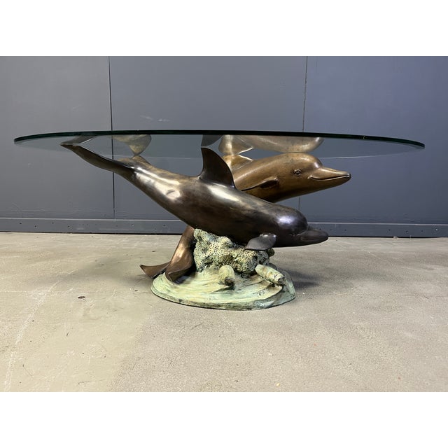 Bronze Dolphin Coffee Table from C Caudion, 1960s For Sale - Image 6 of 16