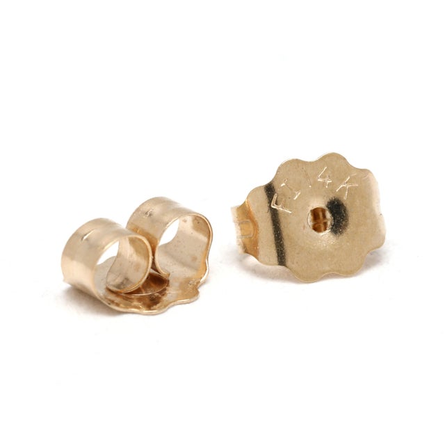 0.85ctw Diamond and Sapphire Halo Stud Earrings, 14k Yellow Gold, Width 6.8 Mm For Sale - Image 4 of 4