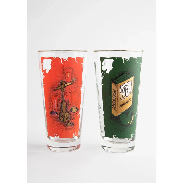 1960s Vintage Libbey Pharmacy Motif Glasses Set For Sale - Image 5 of 7