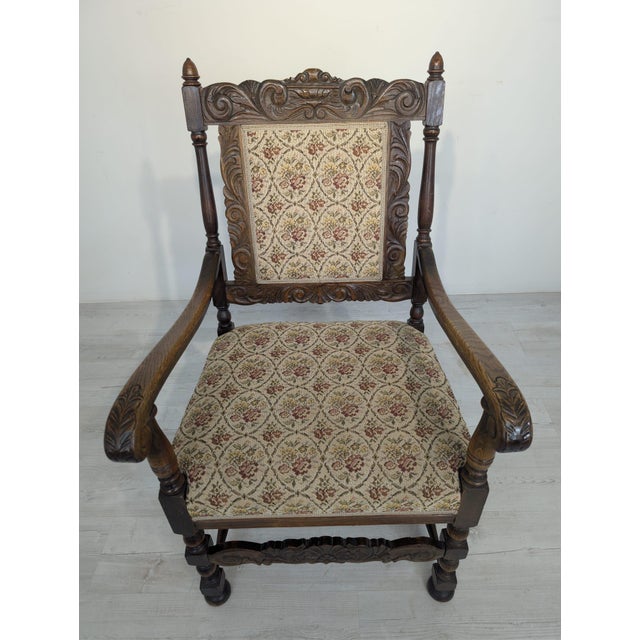 Antique Armchair in Oak Wood with Springs For Sale - Image 5 of 18