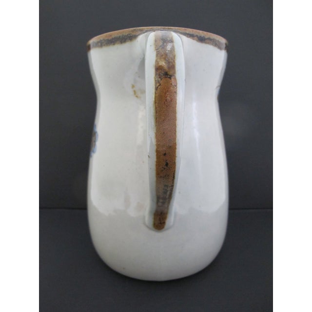Ken Edwards El Palomar Blue Bird Flowers Mexican Tonal Folk Art Pottery Pitcher For Sale - Image 9 of 11