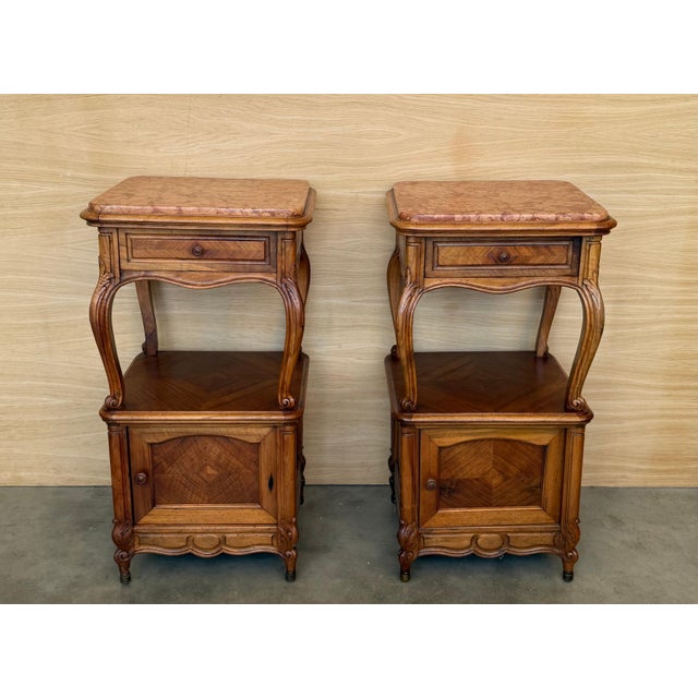 French Bedside Tables with Cabriole Legs, 1950s, Set of 2 For Sale - Image 17 of 18