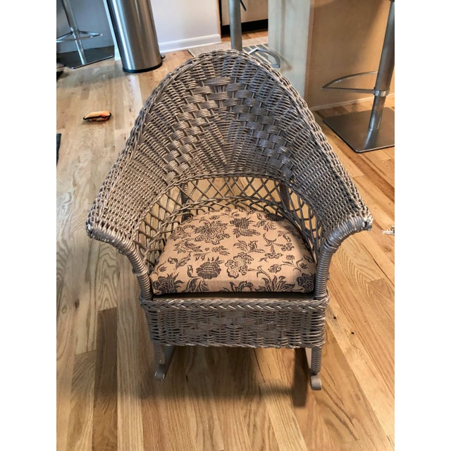 Antique Paper Wicker Children's Rocking Chair For Sale - Image 9 of 9