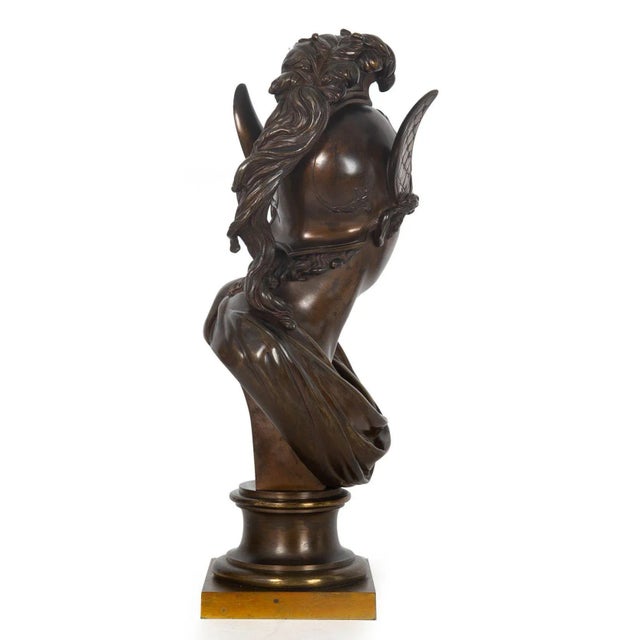 French French Bronze Sculpture Antique Bust of Greek Warrior, Late 19th Century For Sale - Image 3 of 12