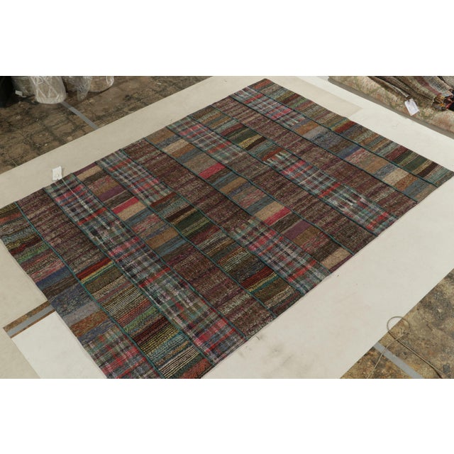 Modern Handwoven Modern Patchwork Kilim Rug in Polychromatic Striae by Rug & Kilim For Sale - Image 3 of 8