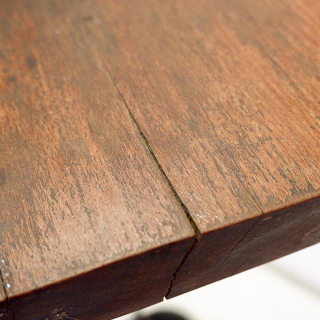 Vintage Pedestal Table in Metal and Wood For Sale - Image 10 of 14