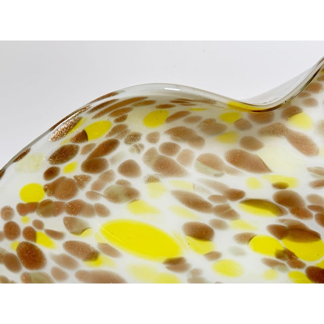 Alfredo Barbini Large Murano Gold Aventurine Art Glass Bowl Flower Form Italy 1950s For Sale - Image 4 of 14