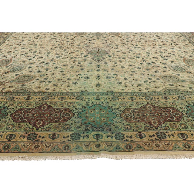 Late 20th Century Vintage Persian Tabriz Rug, 12'06 X 19'01 For Sale - Image 5 of 12