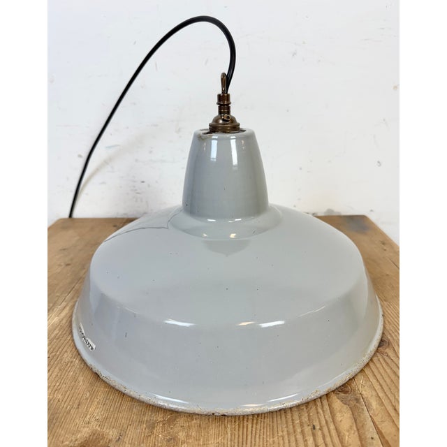 Industrial Grey Enamel Pendant Lamp from Thorlux, 1960s For Sale - Image 15 of 18