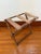 Mid 20th Century Vintage Turned Wood Folding Luggage Rack With Greek Key Tapestry Straps For Sale - Image 5 of 9