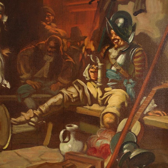 Mattia Traverso, Interior Scene, 1930, Oil on Canvas For Sale - Image 4 of 16