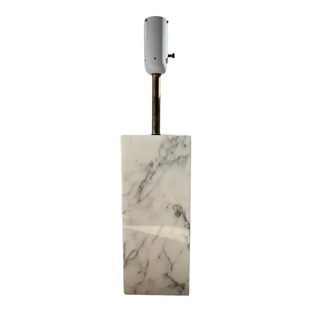Monolithic Elizabeth Kauffer Statuary Marble Table Lamp for Nessen Studio Unmarked, 1950s For Sale