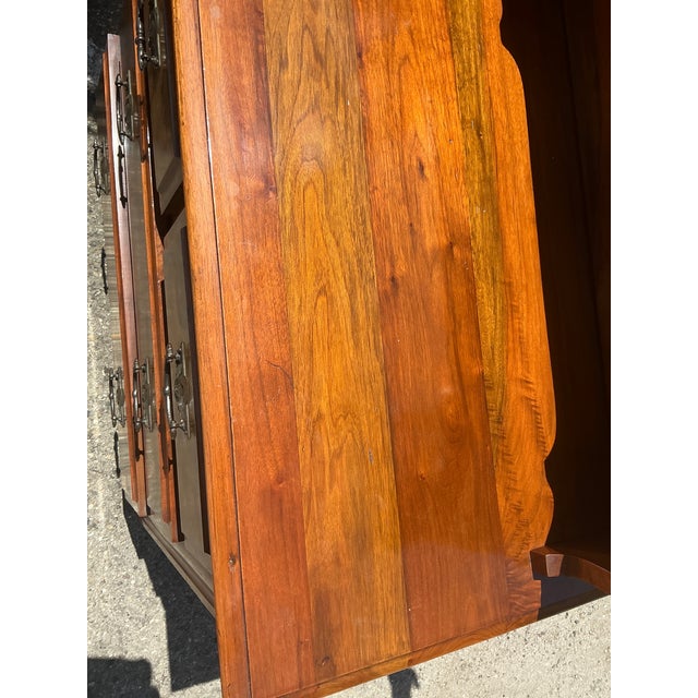 Brown Vintage Carved Wood Dresser With Mirror For Sale - Image 8 of 8
