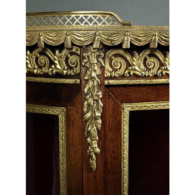 Wood Small Antique Mahogany Display Cabinet, 1890s For Sale - Image 7 of 18