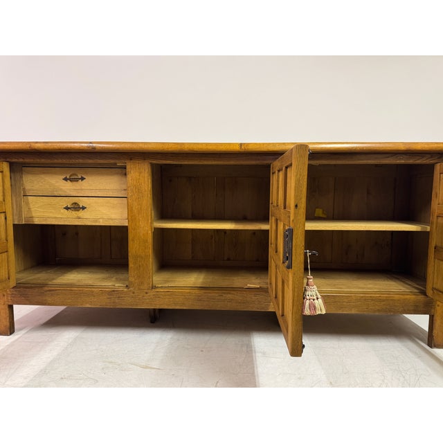 Wood Spanish Style Brutalist Oak Sideboard with Lattice Front, 1960s For Sale - Image 7 of 13