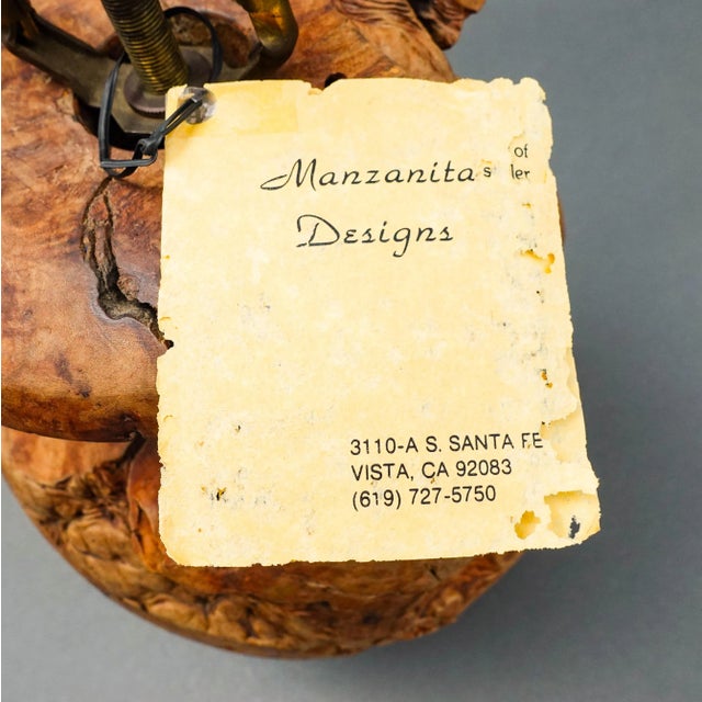 Brown Vintage Mid 20th Century California Free Form Burl Root Wood Table Lamp For Sale - Image 8 of 10