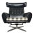 1960s Ox Style Wingback Swivel Lounge in Black Vinyl For Sale