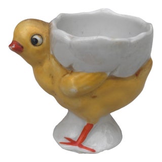 German Porcelain Majolica Chick Egg Cup, Circa 1920 For Sale