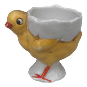 German Porcelain Majolica Chick Egg Cup, Circa 1920