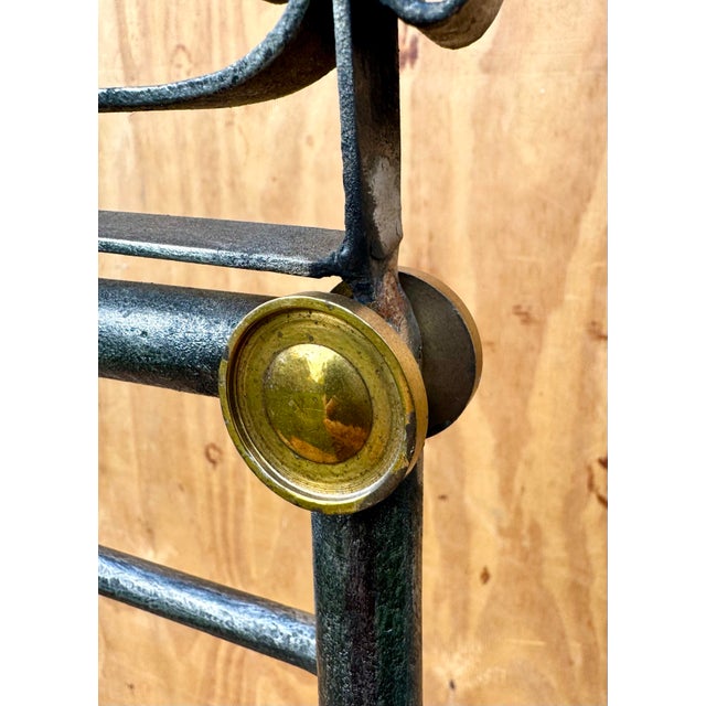 Metal Very Fine Vintage Ornate Steel and Brass Art Painting Easel in the Manner of Maison Jansen For Sale - Image 7 of 12