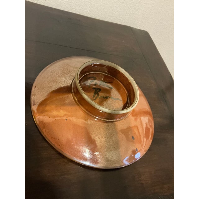 Brown Large Signed Potters Brown Studio Art Pottery Centerpiece Bowl For Sale - Image 8 of 12