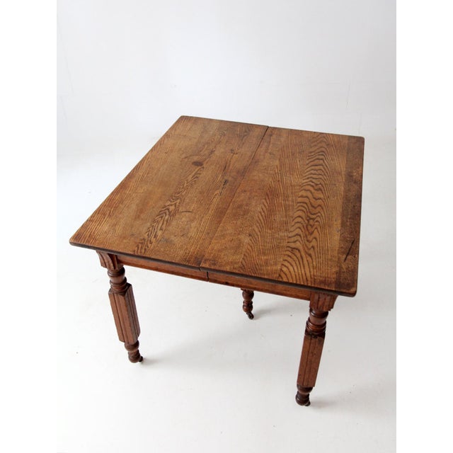 Wood Antique Five Leg Dining Table For Sale - Image 7 of 15