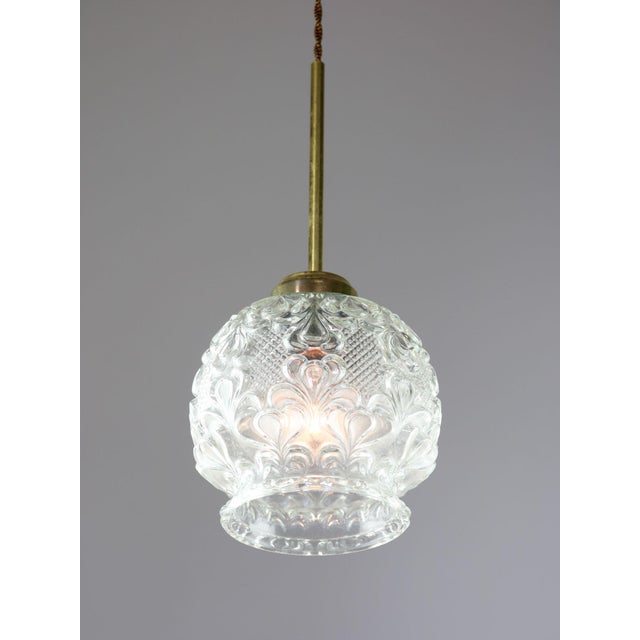 Mid-Century Modern Mid-Century Italian Glass and Brass Pendant Lamp, 1960s For Sale - Image 3 of 13