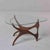 Italian Mid-Century Sculptural Walnut and Brass Cocktail Table With Triangular Glass Top For Sale - Image 9 of 11