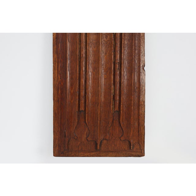 Brown Antique Gothic Linenfold Panel in Carved Oak, 1500s For Sale - Image 8 of 11