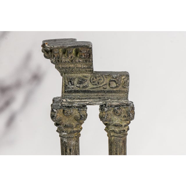 Late 19th Century Nice Heavy Cast Metal Temple of Vespasian and Titus Rome Grand Tour Model Home Decor Architectural Sculpture Columns Statue For Sale - Image 5 of 17