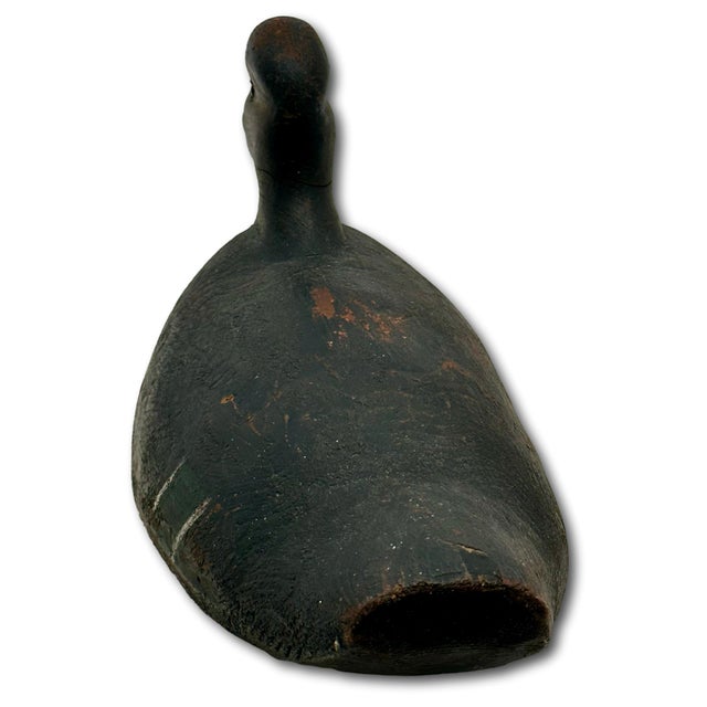 Very Large Size Antique American Carved Wood Hand Painted Duck Hunters Decoy From Downeast Coastal Maine - 21 1/2 Inches Long For Sale - Image 17 of 18