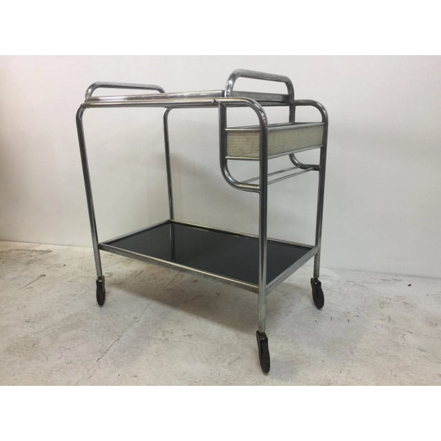 Chrome Mathieu Matégot Style Art Deco Bar Cart For Sale - Image 8 of 12